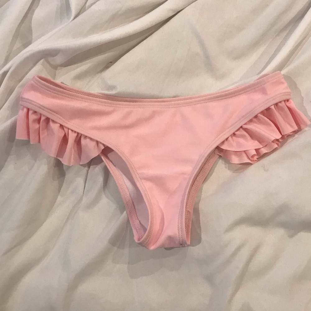 Zaful ruffle pink bikini bottoms